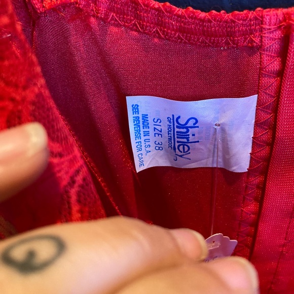 Shirley vintage red teddy lingerie bustier top lace up front sheer. Lace. 38 - Picture 7 of 9